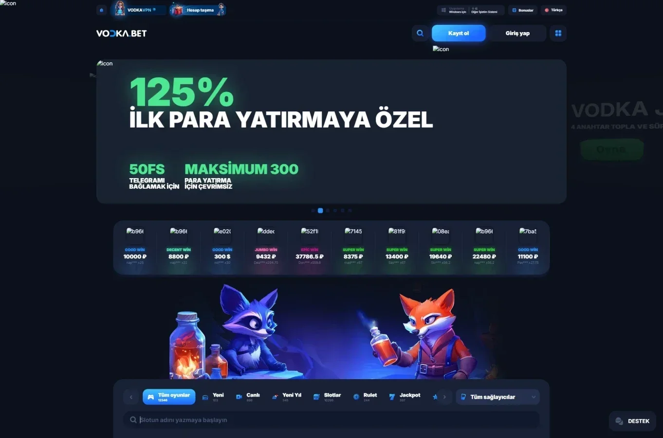 Vodkabet ekran görüntüsü